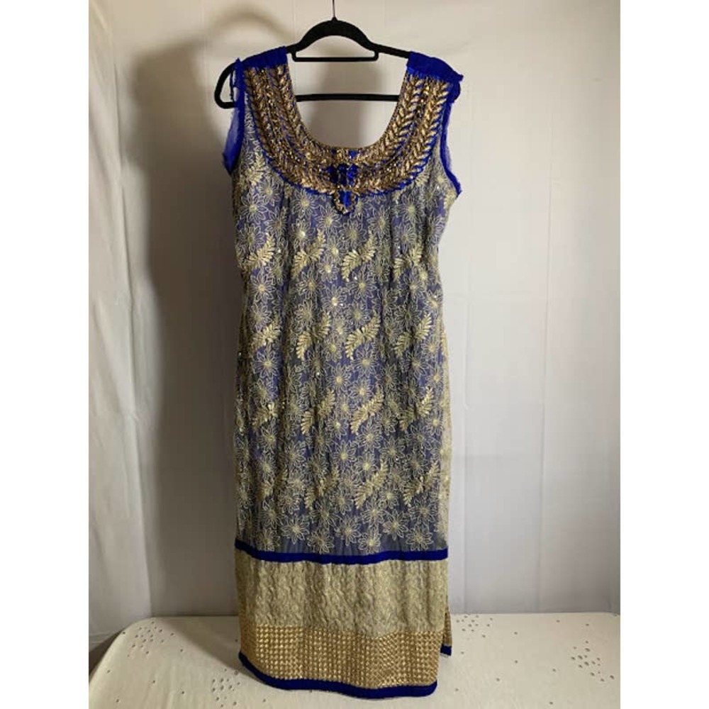 Blue and Gold Costume with beading